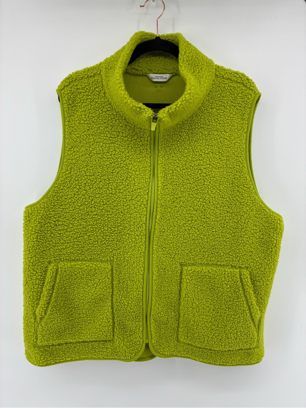 Northern Reflections Lime Green Sherpa Zip Vest